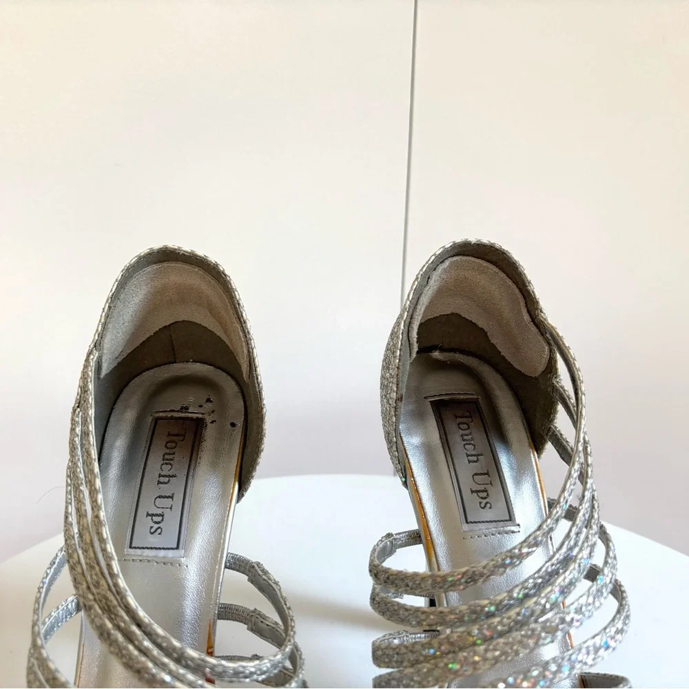 Touch Ups Carey Silver Sparkle Heels Size 8